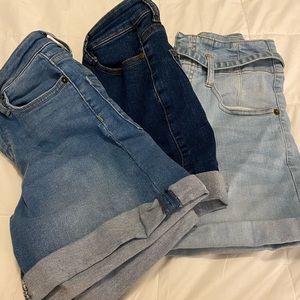 Set of 3 HighWaisted Jean shorts.